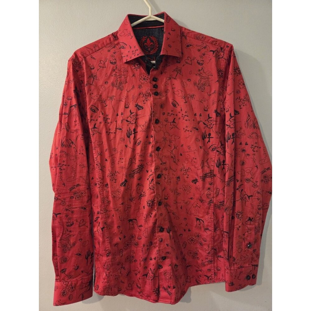 Au Noir Long Sleeves Men Shirt Size 2 Red Pre-Owned